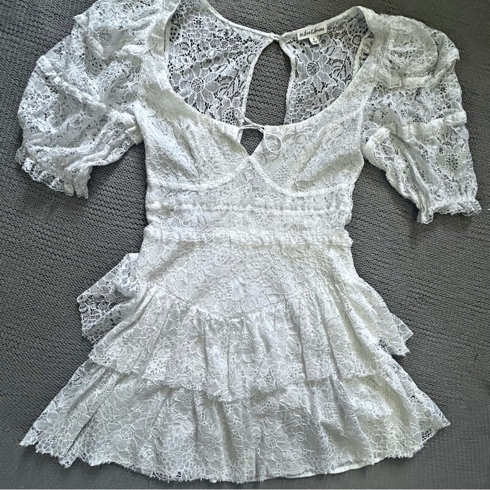 For Love And Lemons Coquette Lace Mini Dress